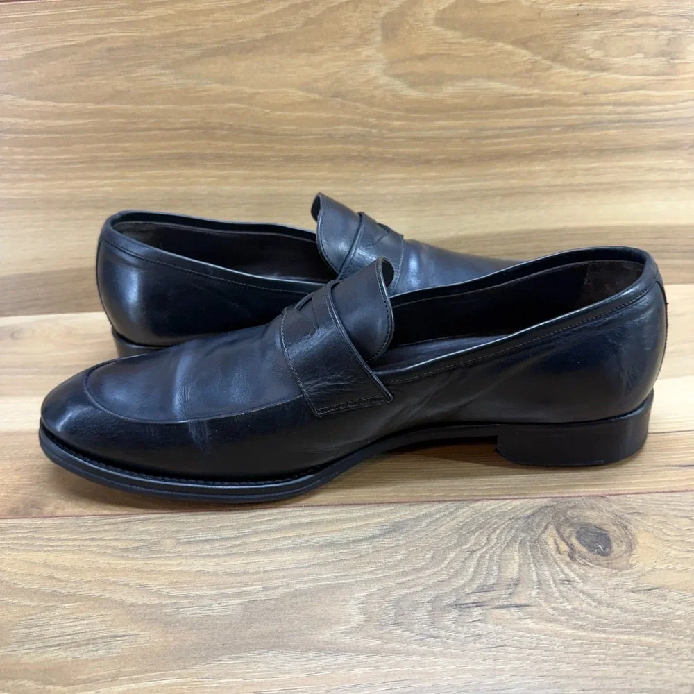 To Boot Adam Derrick New‎ York Mens 8.5 Penny Loafers Black Leather Italy